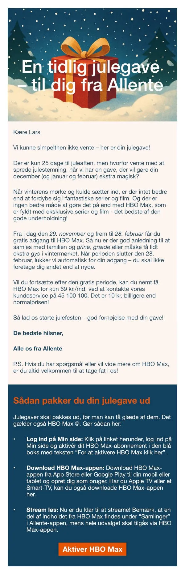 Allente-kampagnemail for HBO Max Allente-kampagnemail for HBO Max